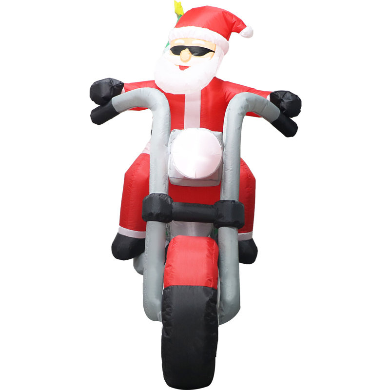 New Gemmy 7ft Lighted offers Santa on Motorcycle Airblown Inflatable Christmas Snowman